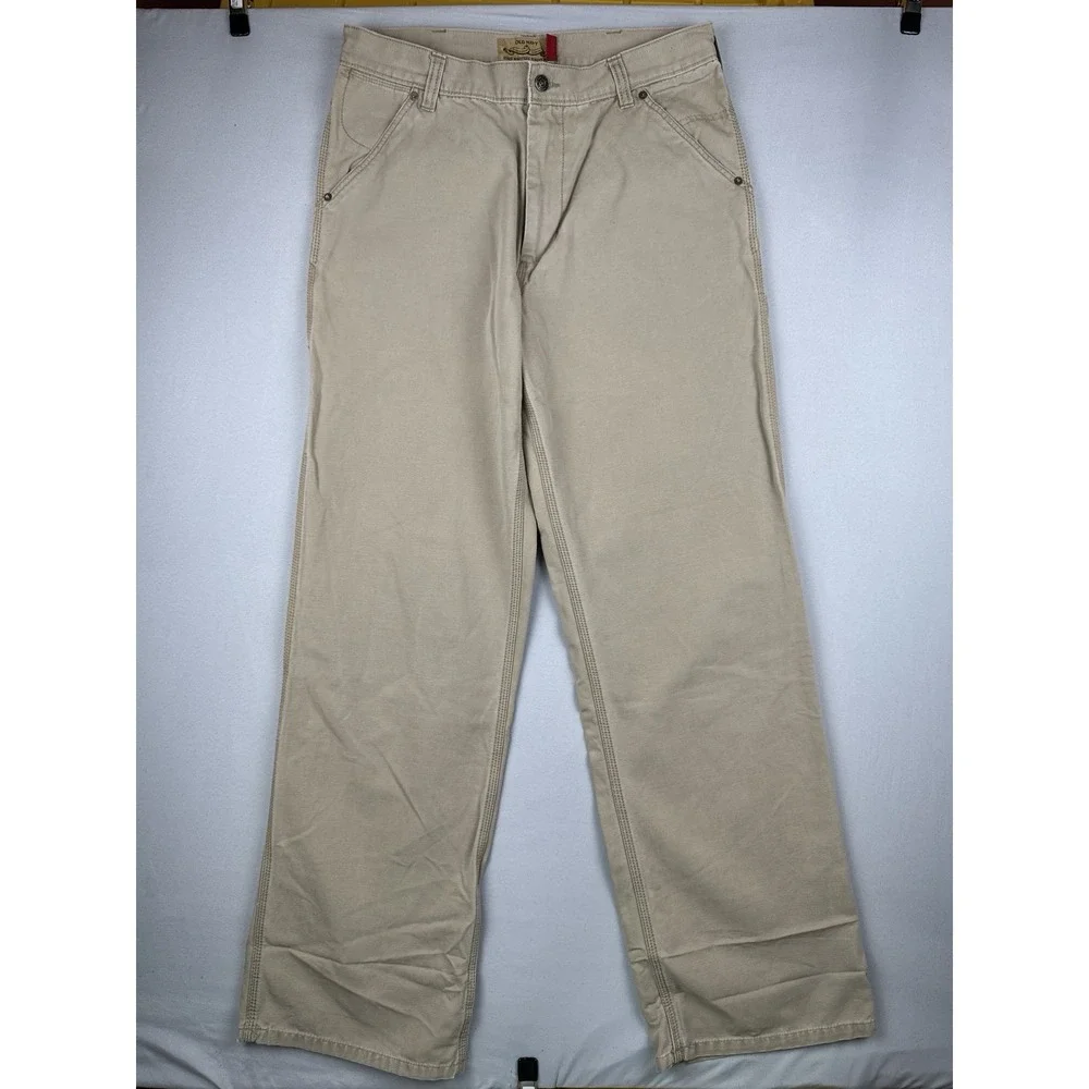 Old Navy Painter Pants 33x34 Beige Canvas Workwear Utility Y2K Wide Leg